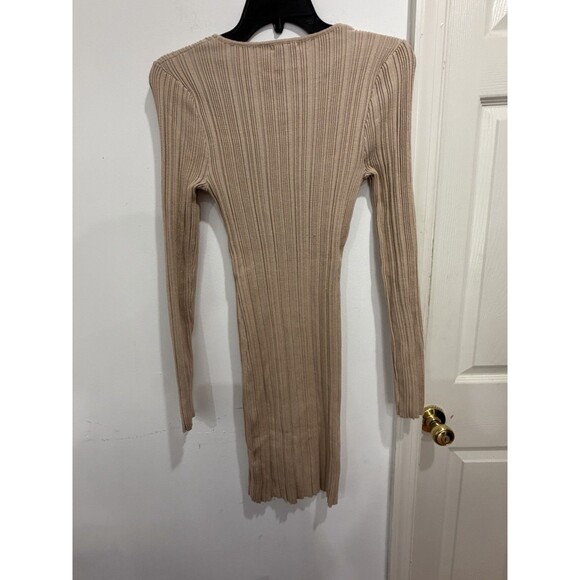 New Princess Polly SZ  S Nude Body Con Dress Ribbed long sleeve - Picture 3 of 6